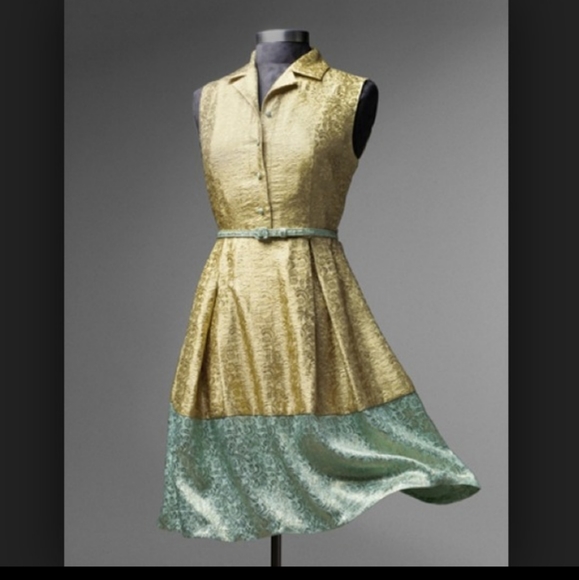 duro olowu Dresses & Skirts - Gold metallic brocade belted dress Old Hollywood style